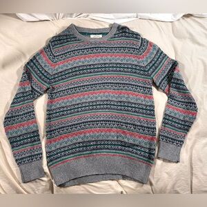 St John’s Bay Charcoal Heather Fairisle Cotton Wool Blend Grandpacore NWT Y2K Lg